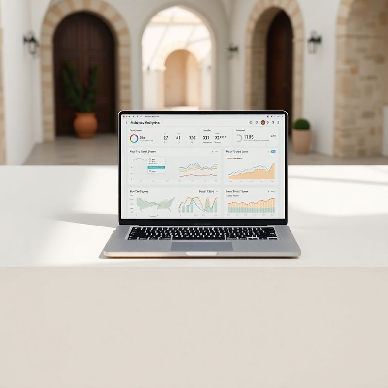 Laptop displaying a sand-olive themed analytics dashboard with real-time event stream charts
